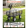 image:imageVEVOR 900 LBS Steel Garden Cart 2 in 1 Handle Heavy Duty Pullable Garden Wagon with 10 FlatFree Tires Outdoor Utility Yard Wagon Cart with Detachable Side Panels Attach to ATV or TractorBlack