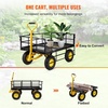 image:imageVEVOR 900 LBS Steel Garden Cart 2 in 1 Handle Heavy Duty Pullable Garden Wagon with 10 FlatFree Tires Outdoor Utility Yard Wagon Cart with Detachable Side Panels Attach to ATV or TractorBlackyellow