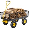 image:imageVEVOR 900 LBS Steel Garden Cart 2 in 1 Handle Heavy Duty Pullable Garden Wagon with 10 FlatFree Tires Outdoor Utility Yard Wagon Cart with Detachable Side Panels Attach to ATV or TractorBlackyellow
