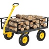 image:imageVEVOR 900 LBS Steel Garden Cart 2 in 1 Handle Heavy Duty Pullable Garden Wagon with 10 FlatFree Tires Outdoor Utility Yard Wagon Cart with Detachable Side Panels Attach to ATV or TractorBlackyellow