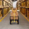 image:imageVEVOR 900 LBS Steel Garden Cart 2 in 1 Handle Heavy Duty Pullable Garden Wagon with 10 FlatFree Tires Outdoor Utility Yard Wagon Cart with Detachable Side Panels Attach to ATV or TractorBlackyellow