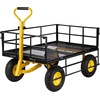image:imageVEVOR 900 LBS Steel Garden Cart 2 in 1 Handle Heavy Duty Pullable Garden Wagon with 10 FlatFree Tires Outdoor Utility Yard Wagon Cart with Detachable Side Panels Attach to ATV or TractorBlackyellow