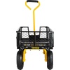 image:imageVEVOR 900 LBS Steel Garden Cart 2 in 1 Handle Heavy Duty Pullable Garden Wagon with 10 FlatFree Tires Outdoor Utility Yard Wagon Cart with Detachable Side Panels Attach to ATV or TractorBlackyellow