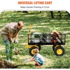 image:imageVEVOR 900 LBS Steel Garden Cart 2 in 1 Handle Heavy Duty Pullable Garden Wagon with 10 FlatFree Tires Outdoor Utility Yard Wagon Cart with Detachable Side Panels Attach to ATV or TractorBlackyellow