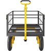 image:imageVEVOR 900 LBS Steel Garden Cart 2 in 1 Handle Heavy Duty Pullable Garden Wagon with 10 FlatFree Tires Outdoor Utility Yard Wagon Cart with Detachable Side Panels Attach to ATV or TractorBlackyellow