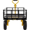 image:imageVEVOR 900 LBS Steel Garden Cart 2 in 1 Handle Heavy Duty Pullable Garden Wagon with 10 FlatFree Tires Outdoor Utility Yard Wagon Cart with Detachable Side Panels Attach to ATV or TractorBlackyellow