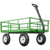 image:imageVEVOR 900 LBS Steel Garden Cart 2 in 1 Handle Heavy Duty Pullable Garden Wagon with 10 FlatFree Tires Outdoor Utility Yard Wagon Cart with Detachable Side Panels Attach to ATV or TractorBlackgreen
