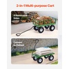 image:imageVEVOR 900 LBS Steel Garden Cart 2 in 1 Handle Heavy Duty Pullable Garden Wagon with 10 FlatFree Tires Outdoor Utility Yard Wagon Cart with Detachable Side Panels Attach to ATV or TractorBlackgreen