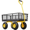 image:imageVEVOR 900 LBS Steel Garden Cart 2 in 1 Handle Heavy Duty Pullable Garden Wagon with 10 FlatFree Tires Outdoor Utility Yard Wagon Cart with Detachable Side Panels Attach to ATV or TractorBlackyellow