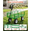 image:imageVEVOR 900 LBS Steel Garden Cart 2 in 1 Handle Heavy Duty Pullable Garden Wagon with 10 FlatFree Tires Outdoor Utility Yard Wagon Cart with Detachable Side Panels Attach to ATV or TractorGreen