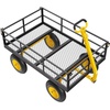 image:imageVEVOR 900 LBS Steel Garden Cart 2 in 1 Handle Heavy Duty Pullable Garden Wagon with 10 FlatFree Tires Outdoor Utility Yard Wagon Cart with Detachable Side Panels Attach to ATV or TractorBlackyellow