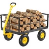 image:imageVEVOR 900 LBS Steel Garden Cart 2 in 1 Handle Heavy Duty Pullable Garden Wagon with 10 FlatFree Tires Outdoor Utility Yard Wagon Cart with Detachable Side Panels Attach to ATV or TractorBlackyellow