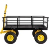 image:imageVEVOR 900 LBS Steel Garden Cart 2 in 1 Handle Heavy Duty Pullable Garden Wagon with 10 FlatFree Tires Outdoor Utility Yard Wagon Cart with Detachable Side Panels Attach to ATV or TractorBlackyellow