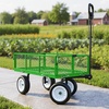 image:imageVEVOR 900 LBS Steel Garden Cart 2 in 1 Handle Heavy Duty Pullable Garden Wagon with 10 FlatFree Tires Outdoor Utility Yard Wagon Cart with Detachable Side Panels Attach to ATV or TractorGreen