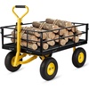 image:imageVEVOR 900 LBS Steel Garden Cart 2 in 1 Handle Heavy Duty Pullable Garden Wagon with 10 FlatFree Tires Outdoor Utility Yard Wagon Cart with Detachable Side Panels Attach to ATV or TractorBlackyellow