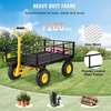 image:imageVEVOR 900 LBS Steel Garden Cart 2 in 1 Handle Heavy Duty Pullable Garden Wagon with 10 FlatFree Tires Outdoor Utility Yard Wagon Cart with Detachable Side Panels Attach to ATV or TractorBlackyellow