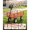 image:imageVEVOR 900 LBS Steel Garden Cart 2 in 1 Handle Heavy Duty Pullable Garden Wagon with 10 FlatFree Tires Outdoor Utility Yard Wagon Cart with Detachable Side Panels Attach to ATV or TractorRed