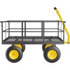 image:imageVEVOR 900 LBS Steel Garden Cart 2 in 1 Handle Heavy Duty Pullable Garden Wagon with 10 FlatFree Tires Outdoor Utility Yard Wagon Cart with Detachable Side Panels Attach to ATV or TractorBlackyellow