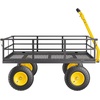image:imageVEVOR 900 LBS Steel Garden Cart 2 in 1 Handle Heavy Duty Pullable Garden Wagon with 10 FlatFree Tires Outdoor Utility Yard Wagon Cart with Detachable Side Panels Attach to ATV or TractorBlackyellow