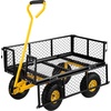 image:imageVEVOR 900 LBS Steel Garden Cart 2 in 1 Handle Heavy Duty Pullable Garden Wagon with 10 FlatFree Tires Outdoor Utility Yard Wagon Cart with Detachable Side Panels Attach to ATV or TractorBlackyellow
