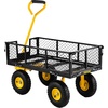 image:imageVEVOR 900 LBS Steel Garden Cart 2 in 1 Handle Heavy Duty Pullable Garden Wagon with 10 FlatFree Tires Outdoor Utility Yard Wagon Cart with Detachable Side Panels Attach to ATV or TractorBlackyellow