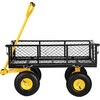 image:imageVEVOR 900 LBS Steel Garden Cart 2 in 1 Handle Heavy Duty Pullable Garden Wagon with 10 FlatFree Tires Outdoor Utility Yard Wagon Cart with Detachable Side Panels Attach to ATV or TractorBlackyellow