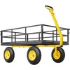 image:imageVEVOR 900 LBS Steel Garden Cart 2 in 1 Handle Heavy Duty Pullable Garden Wagon with 10 FlatFree Tires Outdoor Utility Yard Wagon Cart with Detachable Side Panels Attach to ATV or TractorBlackyellow