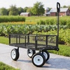 image:imageVEVOR 900 LBS Steel Garden Cart 2 in 1 Handle Heavy Duty Pullable Garden Wagon with 10 FlatFree Tires Outdoor Utility Yard Wagon Cart with Detachable Side Panels Attach to ATV or TractorBlack