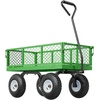 image:imageVEVOR 900 LBS Steel Garden Cart 2 in 1 Handle Heavy Duty Pullable Garden Wagon with 10 FlatFree Tires Outdoor Utility Yard Wagon Cart with Detachable Side Panels Attach to ATV or TractorBlackgreen