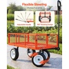 image:imageVEVOR 900 LBS Steel Garden Cart 2 in 1 Handle Heavy Duty Pullable Garden Wagon with 10 FlatFree Tires Outdoor Utility Yard Wagon Cart with Detachable Side Panels Attach to ATV or TractorRed