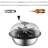 image:imageVEVOR Bud Leaf Bowl Trimmer 24 Spin Cutting Machine with Clear Visibility Dome Sharp Stainless Steel Blades Wet amp Dry Trimming for Buds Leaves Hydroponics Solid Metal Gear Box and Hand PrunerSilver