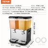 image:imageVEVOR Commercial Beverage Dispenser 2 Tanks 18 L  19 QT Per Tank Juice Dispenser 370W Stainless Steel Ice Tea Drink Machine with 45F54F Cooling Temperature for Cold Drink Restaurant Bar Party2 tanks x 18L
