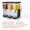 image:imageVEVOR Commercial Beverage Dispenser 2 Tanks 18 L  19 QT Per Tank Juice Dispenser 370W Stainless Steel Ice Tea Drink Machine with 45F54F Cooling Temperature for Cold Drink Restaurant Bar Party18L3