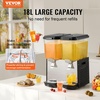 image:imageVEVOR Commercial Beverage Dispenser 2 Tanks 18 L  19 QT Per Tank Juice Dispenser 370W Stainless Steel Ice Tea Drink Machine with 45F54F Cooling Temperature for Cold Drink Restaurant Bar Party2 tanks x 18L