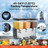 image:imageVEVOR Commercial Beverage Dispenser 2 Tanks 18 L  19 QT Per Tank Juice Dispenser 370W Stainless Steel Ice Tea Drink Machine with 45F54F Cooling Temperature for Cold Drink Restaurant Bar Party18L3