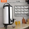 image:imageVEVOR Commercial Beverage Dispenser 2 Tanks 18 L  19 QT Per Tank Juice Dispenser 370W Stainless Steel Ice Tea Drink Machine with 45F54F Cooling Temperature for Cold Drink Restaurant Bar Party1 tanks x 92L