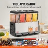 image:imageVEVOR Commercial Beverage Dispenser 3 Tanks 12 L  127 QT Per Tank Juice Dispenser 370W Stainless Steel Ice Tea Drink Machine with 45F54F Cooling Temperature for Cold Drink Restaurant Bar Party12L4