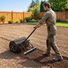 image:imageVEVOR Compost Spreader 24 Wide Peat Moss Spreader with PushTow Handle amp Brush 4 Heights Adjustable PowderCoated Steel Garden Peat Moss Roller Heavy Duty Grass Seed Roller for Planting Seeding