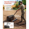 image:imageVEVOR Compost Spreader 24 Wide Peat Moss Spreader with PushTow Handle amp Brush 4 Heights Adjustable PowderCoated Steel Garden Peat Moss Roller Heavy Duty Grass Seed Roller for Planting Seeding