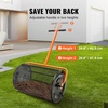 image:imageVEVOR Compost Spreader 244256 Height Adjustable Handle 24 Wide Lawn and Garden Peat Moss Roller with Side Latches Powder Coated Steel Mesh Basket for Spreading Manure Topsoil Black