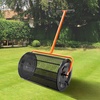 image:imageVEVOR Compost Spreader 244256 Height Adjustable Handle 24 Wide Lawn and Garden Peat Moss Roller with Side Latches Powder Coated Steel Mesh Basket for Spreading Manure Topsoil Black