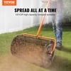 image:imageVEVOR Compost Spreader 244256 Height Adjustable Handle 24 Wide Lawn and Garden Peat Moss Roller with Side Latches Powder Coated Steel Mesh Basket for Spreading Manure Topsoil Black
