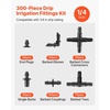image:imageVEVOR Drip Irrigation Fittings Kit for 14 Tubing 300 Pcs Drip Irrigation System Parts Tees Straight Barb 4 Way Coupling Elbows End Plug Single Barbs Barbed Connectors for Yard Garden Lawn
