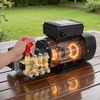 image:imageVEVOR Electric Pressure Washer Pump Kit 1220 PSI 22 GPM Triplex Power Washer Pump with 2 HP Motor 120 V Includes Wall Mount Bracket Spray Gun Wand Hose 5 Nozzles for Washing Cars Gardens
