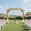 image:imageVEVOR Garden Arbor 945 H x 985 W x 158 D in Metal Archway Sturdy Outdoor Trellis Arch with Stakes Easy to Assemble Pergola Arbor for Plant Climbing Yard Lawn Wedding Party DecorationBlack