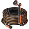 image:imageVEVOR Garden Hose 75 ft 58 Heavy Duty 4Layer Rubber Water Hose 150PSI Working amp 600PSI Burst Flexible amp Nonkink Outdoor Waterhose with 34 Fitting Lightweight Hoses for Gardening Cleaning150 ft