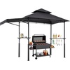 image:imageVEVOR Grill Gazebo 8 x 5 ft Outdoor BBQ Gazebo with DoubleTiered Roof PowderCoated Steel Patio Grill Shelter with 2 Side Shelves amp 8 Hooks Grilling Canopy for Patio Backyard Garden Picnic8 x 5 ft