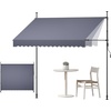 image:imageVEVOR Manual Retractable Awning 118 Outdoor Retractable Patio Awning Sunshade Shelter Height Adjustable Patio Door Window Canopy with Manual Crank Handle for Backyard Garden Balcony Dark GrayDark Gray