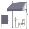 image:imageVEVOR Manual Retractable Awning 118 Outdoor Retractable Patio Awning Sunshade Shelter Height Adjustable Patio Door Window Canopy with Manual Crank Handle for Backyard Garden Balcony Dark GrayDark Gray