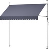 image:imageVEVOR Manual Retractable Awning 118 Outdoor Retractable Patio Awning Sunshade Shelter Height Adjustable Patio Door Window Canopy with Manual Crank Handle for Backyard Garden Balcony Dark GrayDark Gray